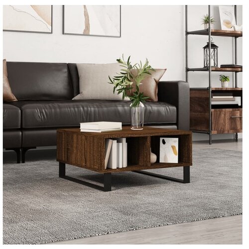 VidaXL Klubska mizica rjavi hrast 60x60x30 cm inzenirski les Slike
