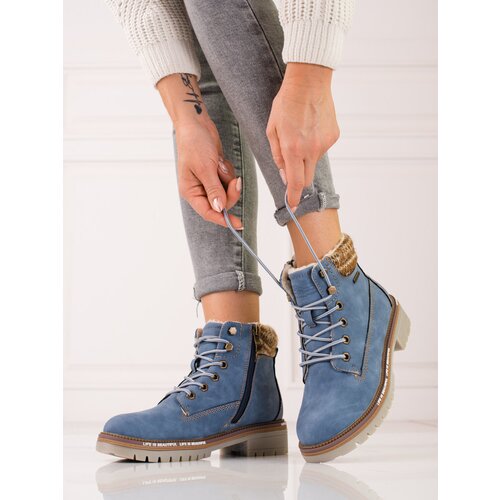 SHELOVET Women's trappers blue in eco leather Cijene