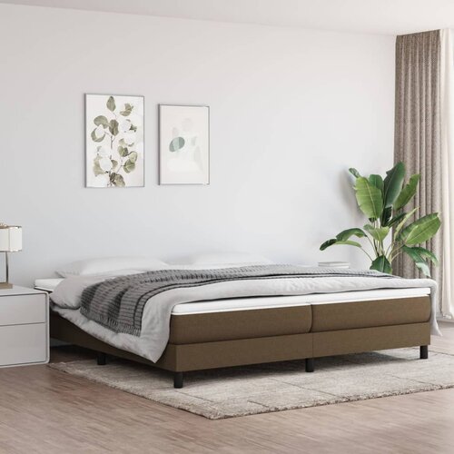 VidaXL Box spring posteljni okvir temno rjav 200x200 cm blago Slike