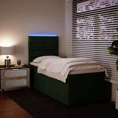 vidaXL Box spring postelja z vzmetnico temno zelena 80x200 cm žamet, (21310111) Cene