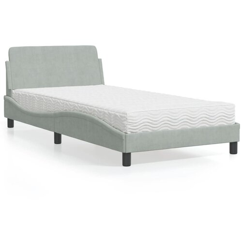 VidaXL Krevet s madracem svjetlosivi 100x200 cm bar&amp;scaron;unasti Slike