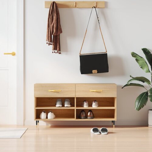 vidaXL Klupa za cipele boja hrasta 102 x 35 x 55 cm konstruirano drvo Cijene