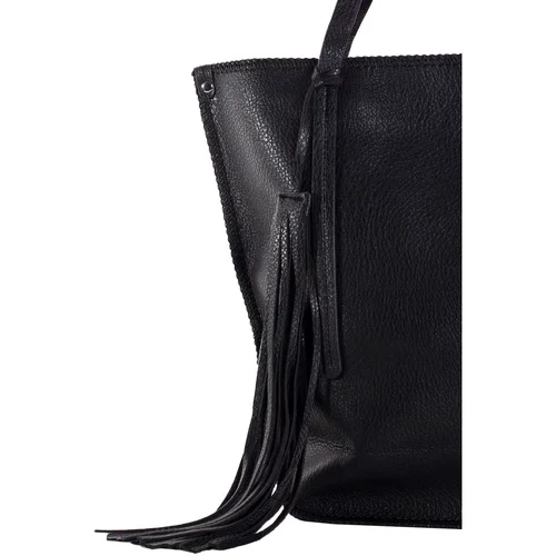 Fashionhunters Black roomy eco leather shopper bag