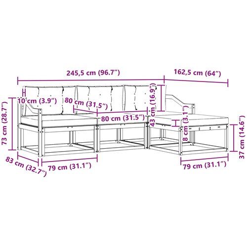  Set vanjskih sofa 4 kom. Prirodna i antracit Smeđa 245,5 x 162,5 x 73 cm Slike