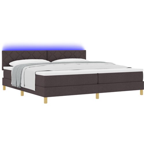 vidaXL Krevet s kutijom opruga s madracem &amp LED Tamnosmeđi 200x200 cm Tkanina Cene