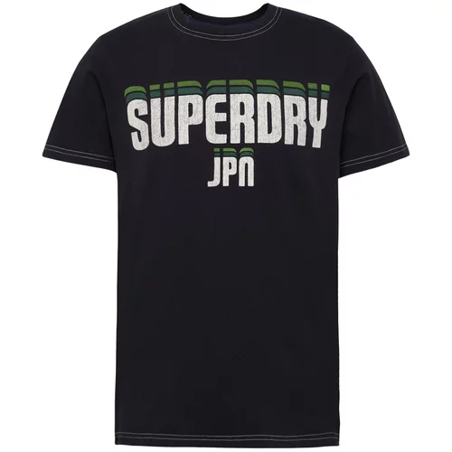 Superdry Majica zelena / svijetlozelena / crna / bijela