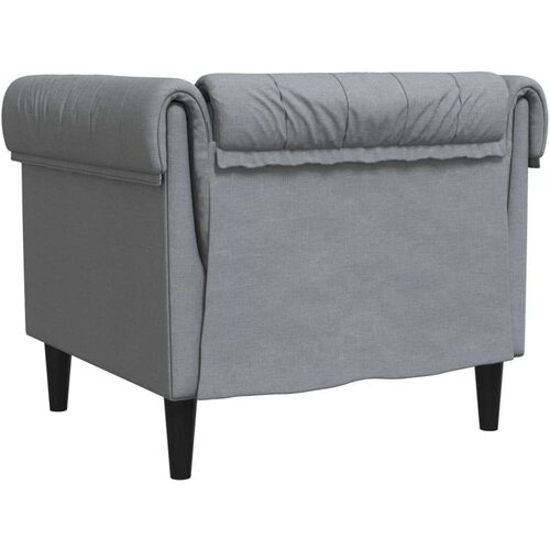  Fotelja Chesterfield svijetlosiva od tkanine Slike