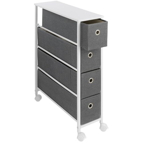 Maximex Belo-siva polica na kolesih 20x79 cm - Maximex Slike
