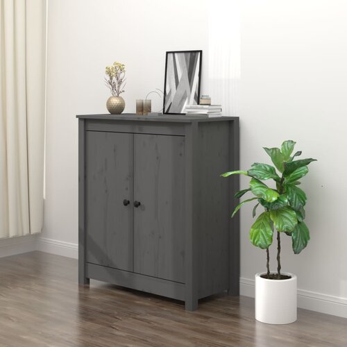 VidaXL Komoda siva 70 x 35 x 80 cm od masivne borovine Slike