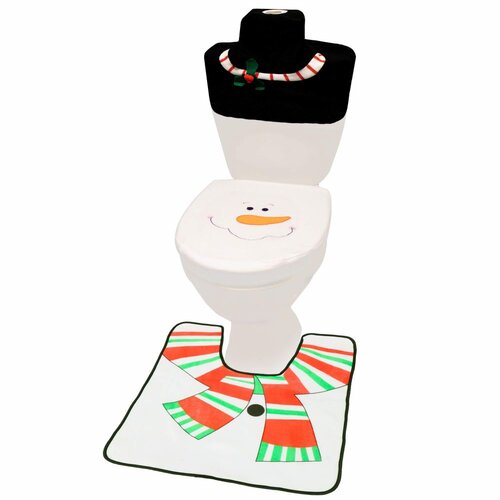 Springos božićni kupaonski set Snjegović, navlaka za WC i tepih Slike