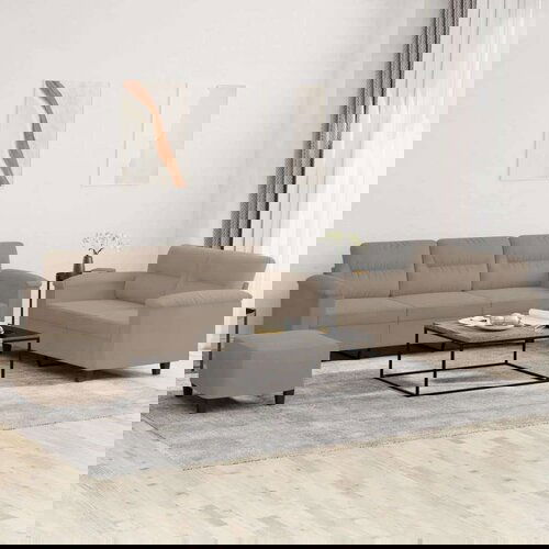  3-dijelni set sofa s jastucima smeđesivi od mikrovlakana Slike