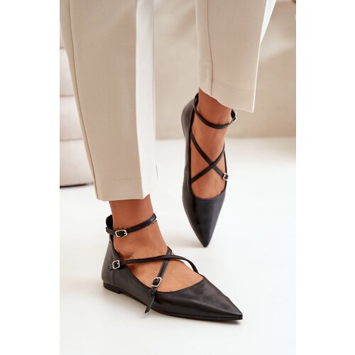 Kesi Women&amp;#039;s Ballerinas With Pointed Tips And Intertwining Straps Black Violra Slike