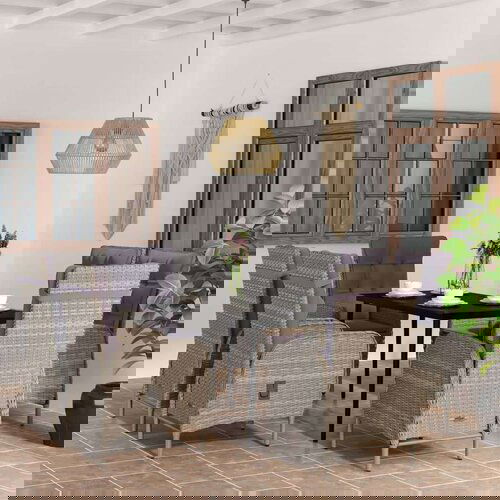  Vrtna jedilna garnitura 7-delna z blazinami siva in črna, (20673691) Cene