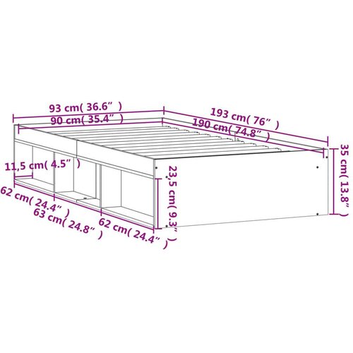  Kreveta siva boja betona 90 x 190 cm Slike