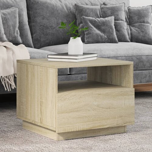 vidaXL Klubska mizica z LED lučkami sonoma hrast 50x49x40 cm Cene