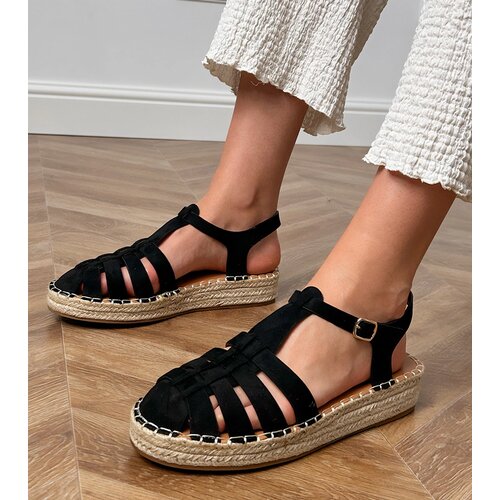Gemre Black faux suede gladiator espadrille sandals Talejda Cene