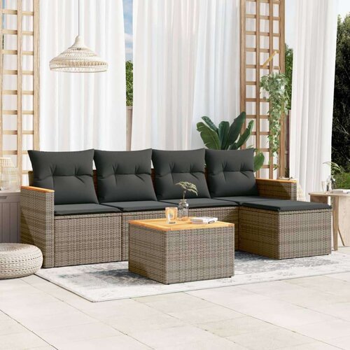  6-dijelni set vrtnih sofa od poliratana s jastucima sivi Slike