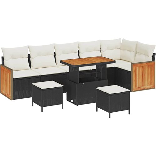  Sjedeća garnitura za vrt 11 kom. 7-Broj sjedala Crna i Krema 286 x 161 x 85 cm Slike