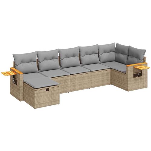 VidaXL 7-dijelni set vrtnih sofa od poliratana s jastucima bež Slike