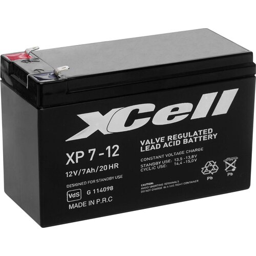 XCELL Svinčev akumulator 12 V 7 Ah XP712F2 XCEXP712F2 Blei-Vlies (AGM) (B x H x T) 151 x 94 x 65 mm plo&scaron;čati vtič 6.35 mm vzdrževanje ni potrebno\, VDS-certificirano, (20439103) Cene