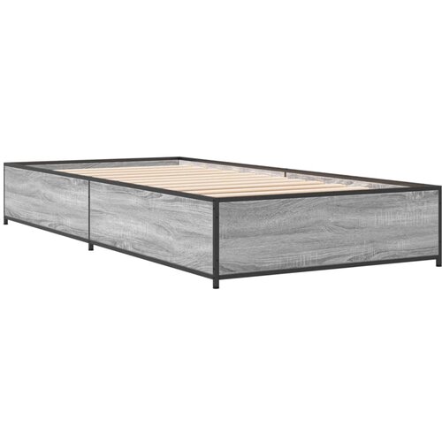 VidaXL Posteljni okvir siva sonoma 100x200 cm inž. les in kovina, (21128863) Slike