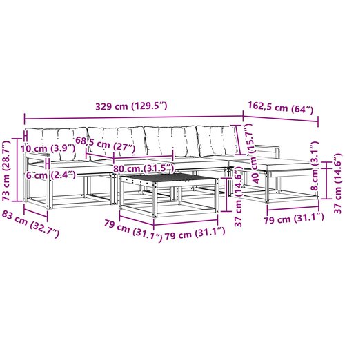 Set vanjskih sofa 6 pcs Bijela i bež Slike