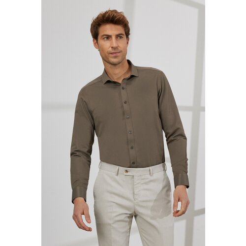 AC&Co / Altınyıldız Classics Men's Khaki Slim Fit Slim Fit Italian Collar Dobby Shirt. Cene