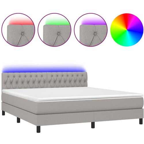 VidaXL Box spring postelja z vzmetnico LED sv. siva 180x200 cm blago, (20789448) Slike