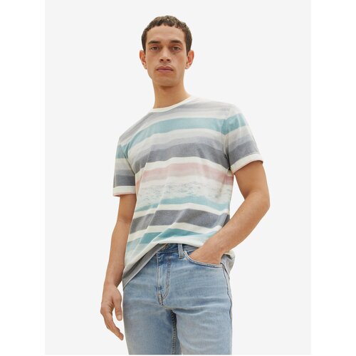Tom Tailor Blue and Grey Men&amp;#039;s Striped T-Shirt - Men Slike