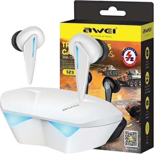 Awei BLUETOOTH 5.0 T23 TWS GAMING SLUŠALKE ZA TELEFONE, BELE, (21968904) Cene