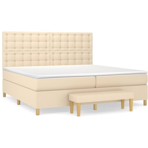 vidaXL Krevet s oprugama i madracem krem 200 x 200 cm od tkanine Cijene
