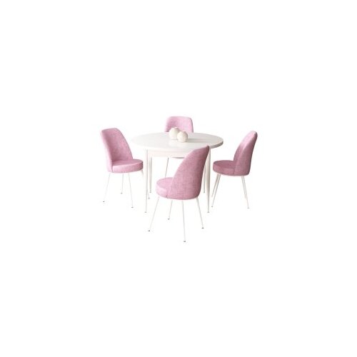Hanah home Set Trpezarijski sto i 4 stolice, Bijelo-roza Slike
