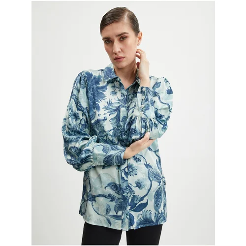 Guess Blue Ladies Floral Shirt Raven - Women