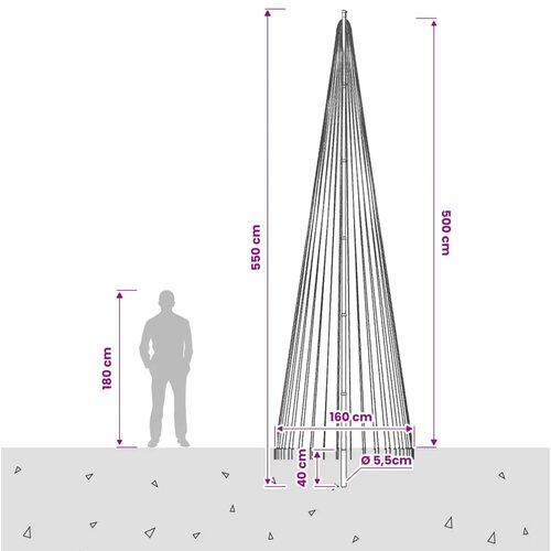  Božićno drvce od svjetlosnih niti s klinom i jarbolom 500 cm - 500 cm Slike