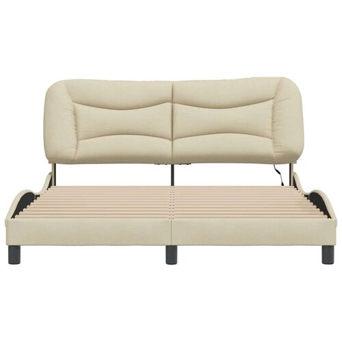  Okvir kreveta s LED svjetlima krem 160 x 200 cm od tkanine Slike