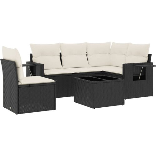 Maison Chic Seti vrtnega pohištva - Vrtna garnitura - Vrtni pohištvo set 6-delna z blazinami črna poli ratan, (21805206) Cene