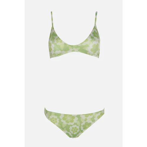 Trendyol Green Floral Patterned Bikini Set