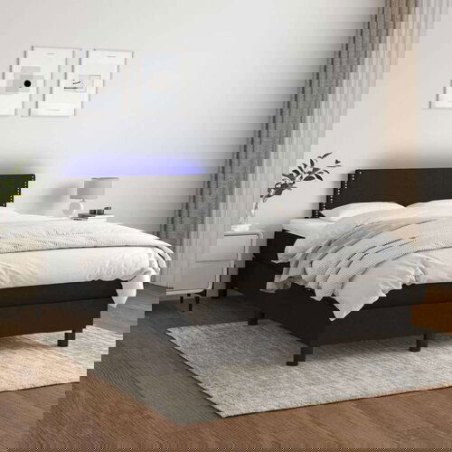  Box spring s madracem LED crni 120 x 200 cm od tkanine Slike