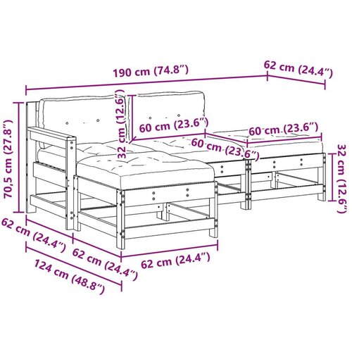  Set lounge namje&amp;scaron;taja za vrt 4 pcs Vo&amp;scaron;tanosmeđa Slike