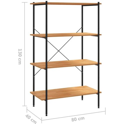 VidaXL 4-nadstropni regal s policami črn in hrast 80x40x130 cm Slike