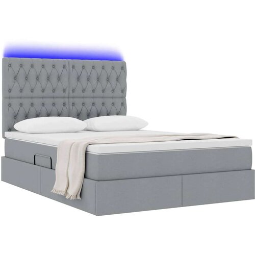  Krevet S LED lampica Svijetlo siva 140 x 190 cm tkanina Slike