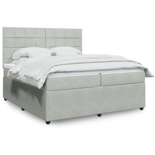 vidaXL Box spring postelja z vzmetnico svetlo siva 200x200 cm žamet Cene