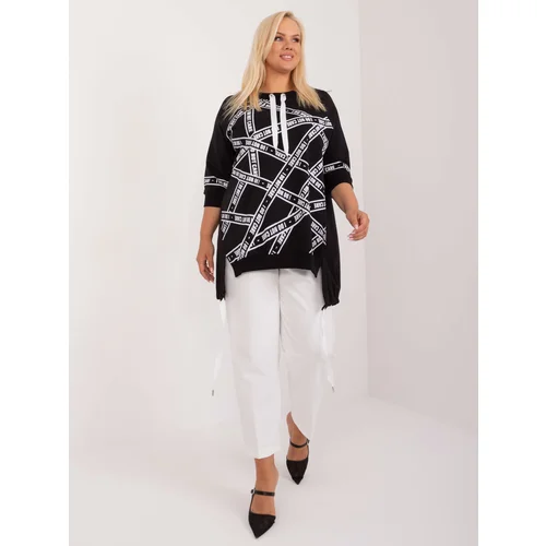 Fashion Hunters Plus size black long blouse with 3/4 sleeves