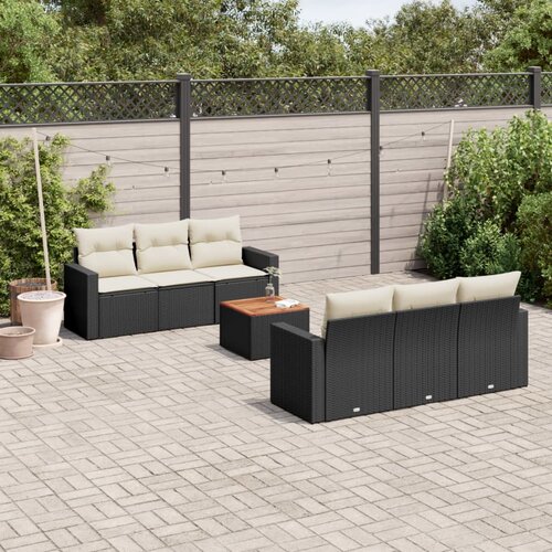 7-dijelni set vrtnih sofa od poliratana s jastucima crni Cijene