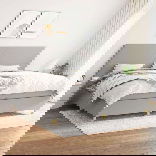  Box spring postelja z vzmetnico svetlo siva 200x200 cm blago, (20761124) Cene