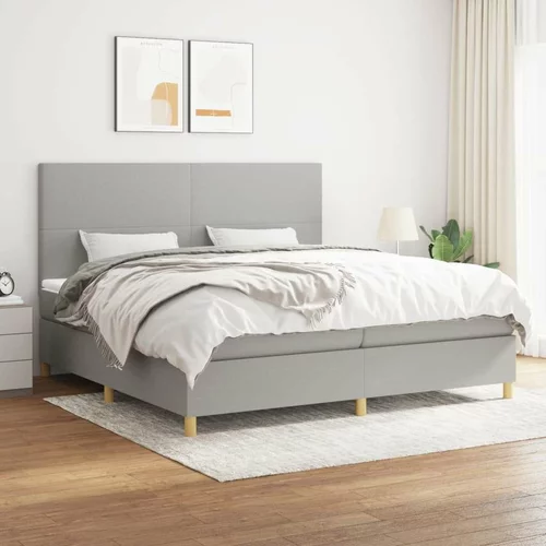  Box spring postelja z vzmetnico svetlo siva 200x200 cm blago, (20761124)