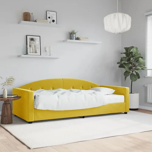 vidaXL Dnevna postelja z vzmetnico rumena 90x200 cm žamet