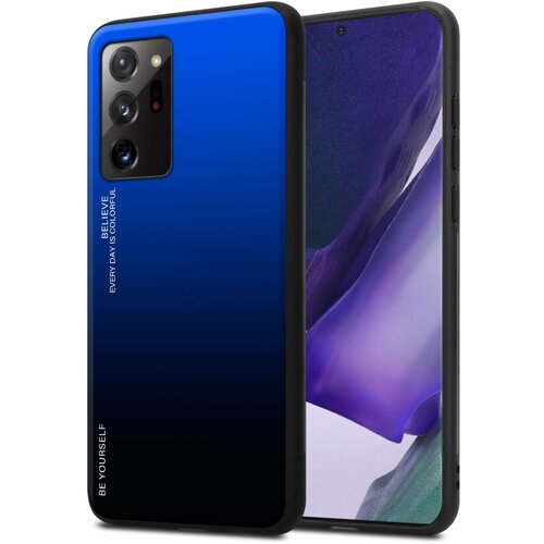 Cadorabo Ohi&scaron;je je združljivo z Samsung Galaxy NOTE 20 ULTRA in modra - črna - Dvobarvni za&scaron;čitni pokrov iz silikona TPU in hrbtna stran iz kaljenega stekla, (20859846) Cene