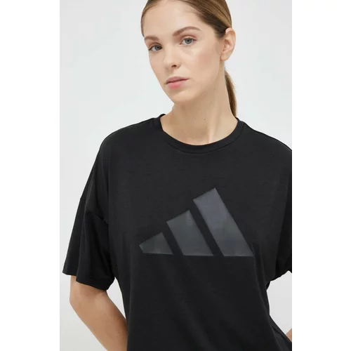 Adidas Kratka majica za vadbo Train Icons črna barva