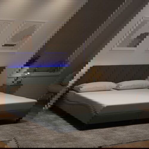 vidaXL Okvir kreveta s LED svjetlima svjetlosivi 140x190 cm baršunasti Cijene